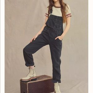 Free People Ziggy black overalls